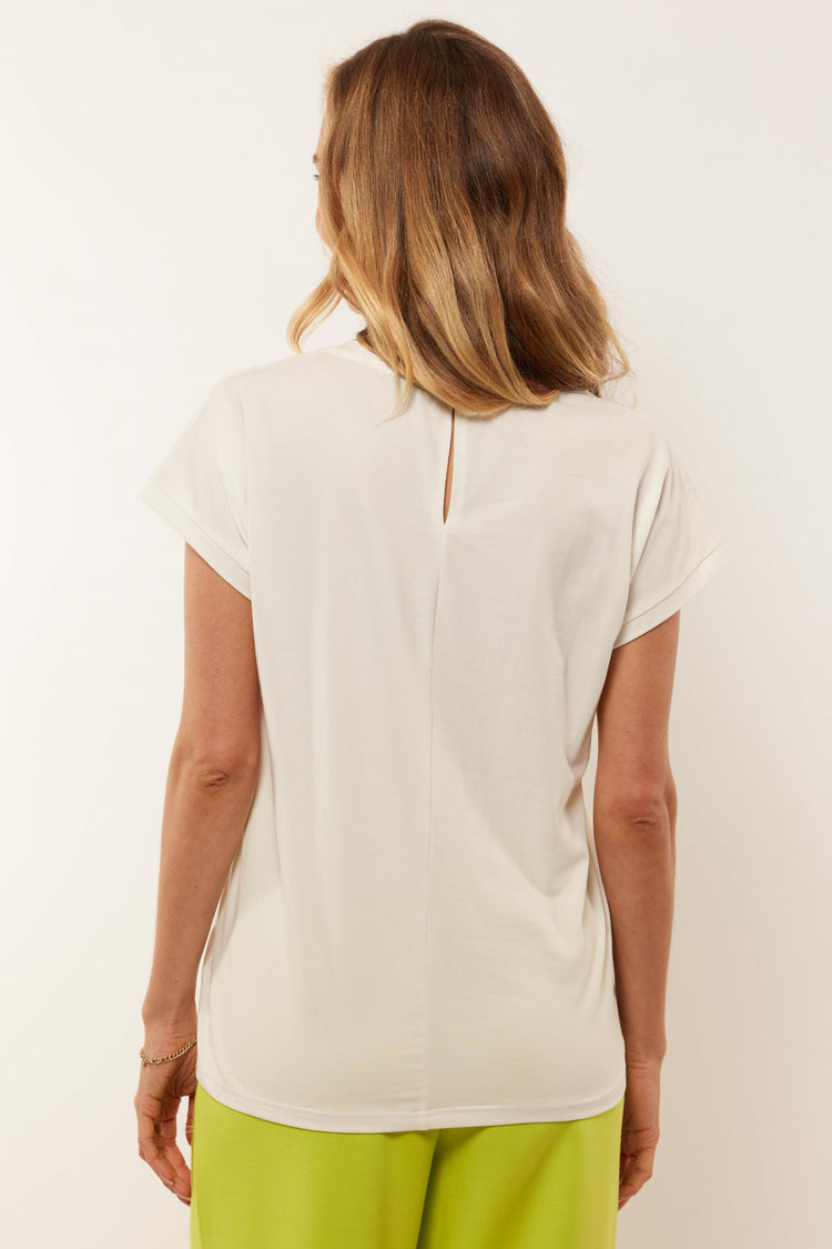 Carmen-T-Shirt | Offwhite/Kornblumenblau