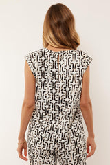 Zada top | Off white/Black
