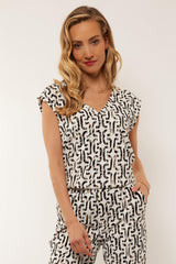 Zada top | Off white/Black