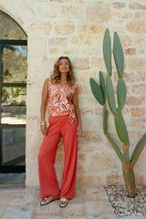 Karla top | Sand/Cranberry