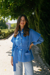 Jacqueline-Bluse | Sand/Himmlisches Blau