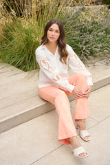 Anoukis Bluse | Offwhite/Warme Koralle
