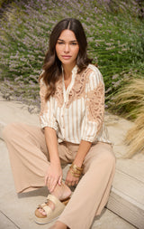 Hester blouse | Offwhite/Kint Camel