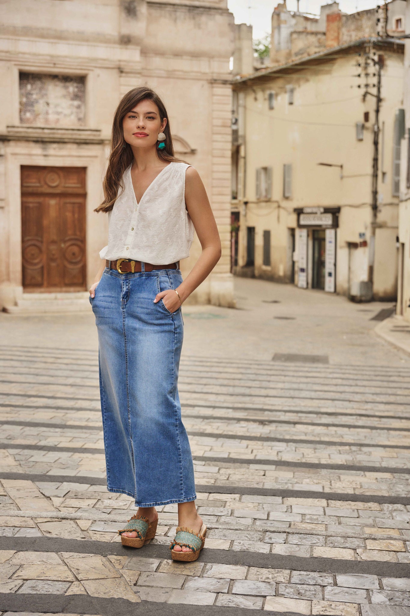 Indira rok | Denim Mid Blue