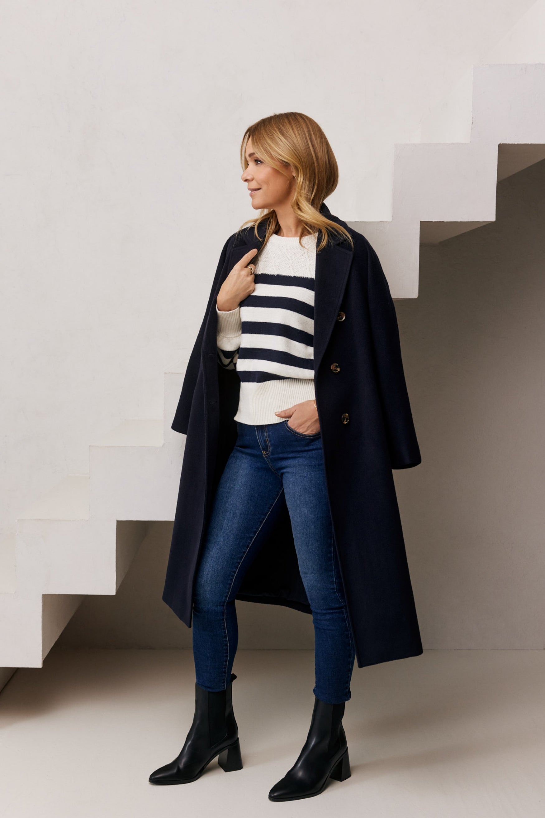 Ellee sweater | Ecru/Midnight Blue