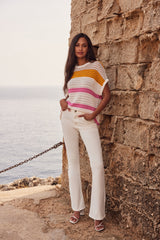Debbie trui | Offwhite/Orchid