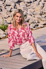 Claudia top | Sand/Hibiscus