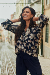 Eda blouse | Midnight Blue/Sand